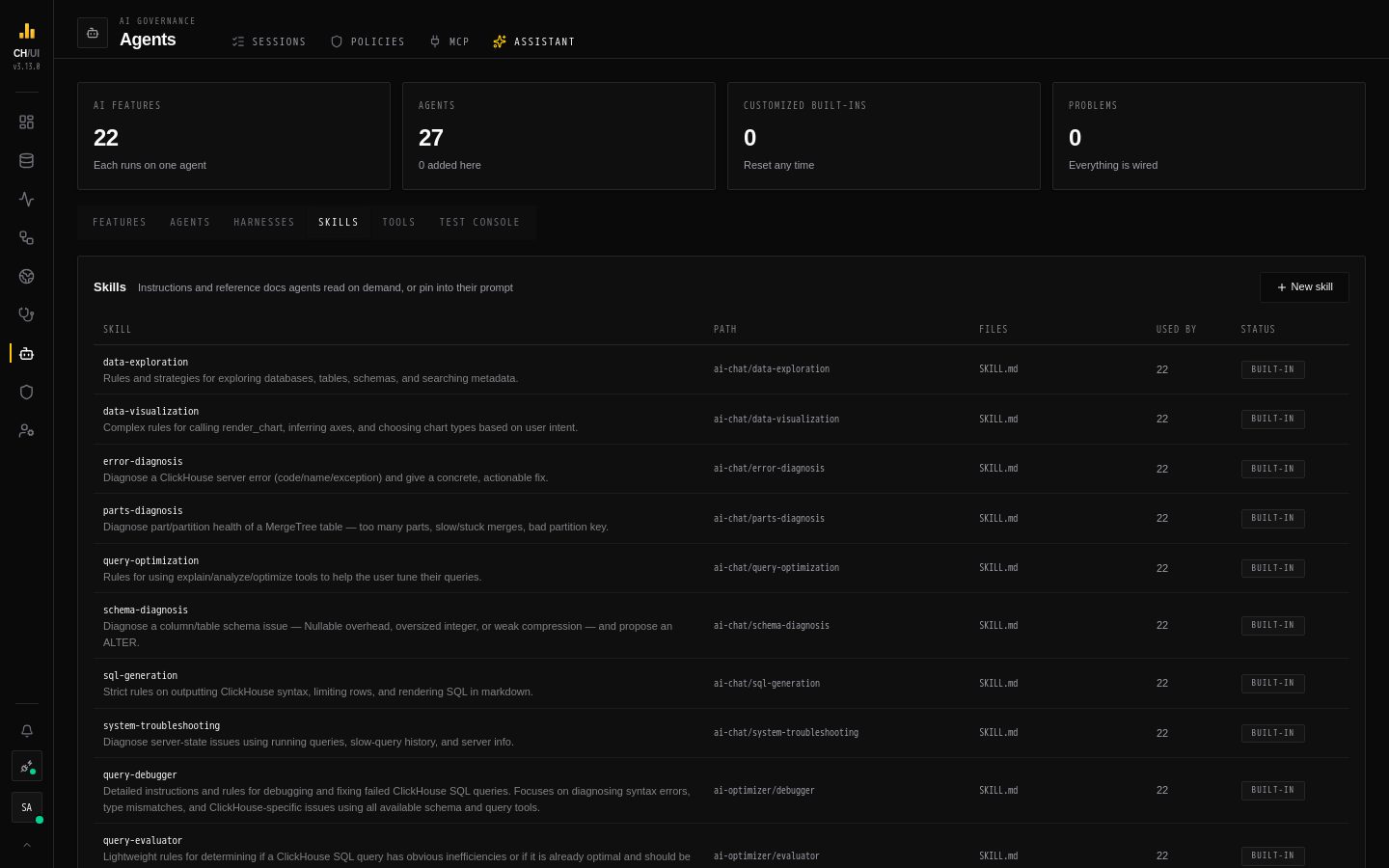 AI Governance › Assistant › Skills in CHouse UI