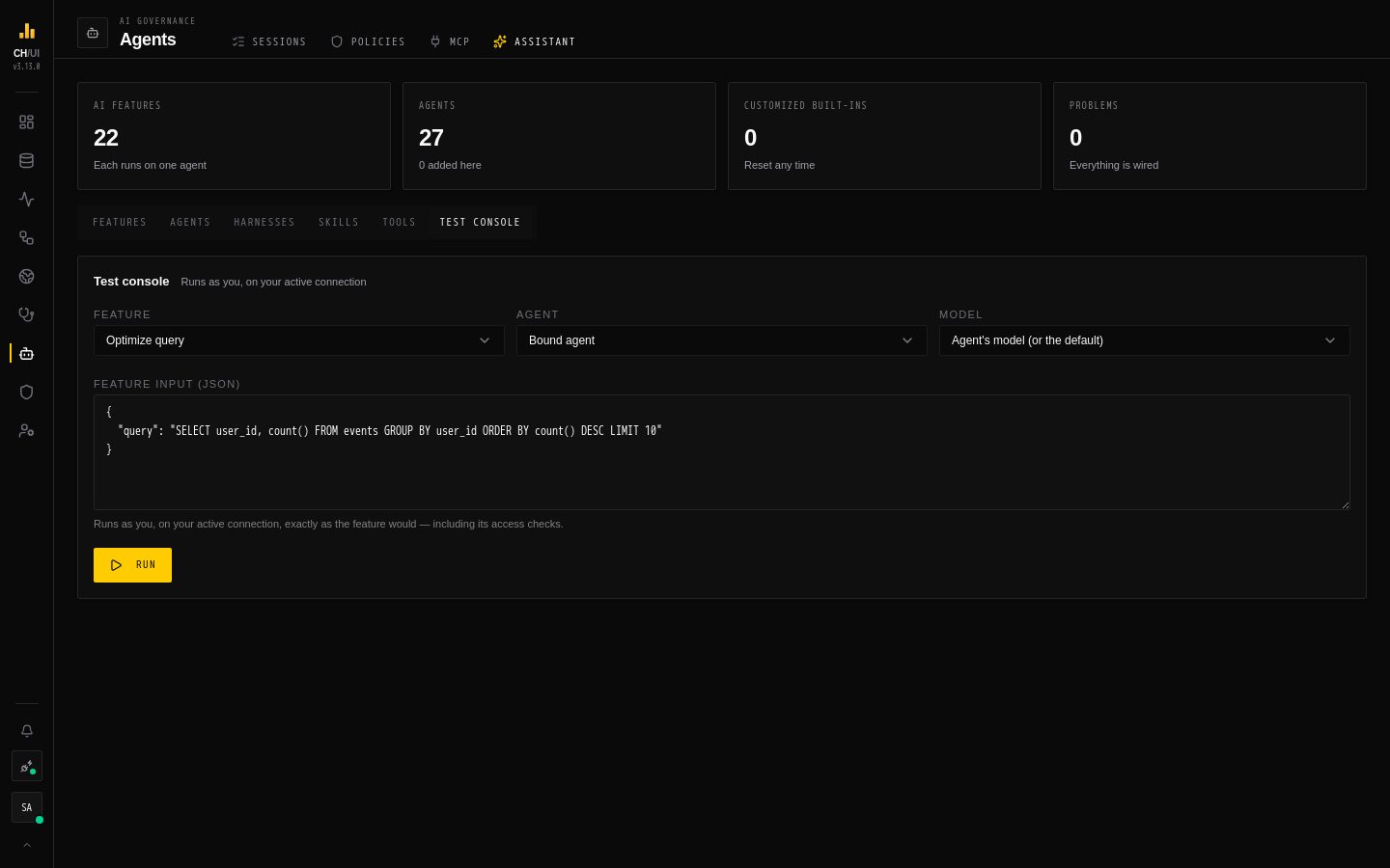 AI Governance › Assistant › Test console in CHouse UI