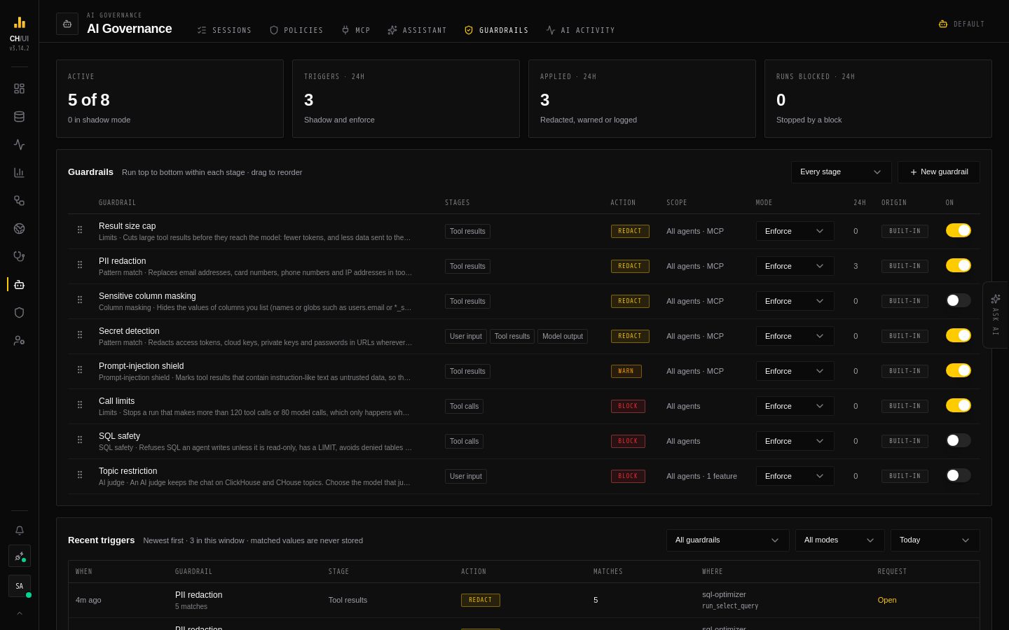 AI Governance › Guardrails in CHouse UI