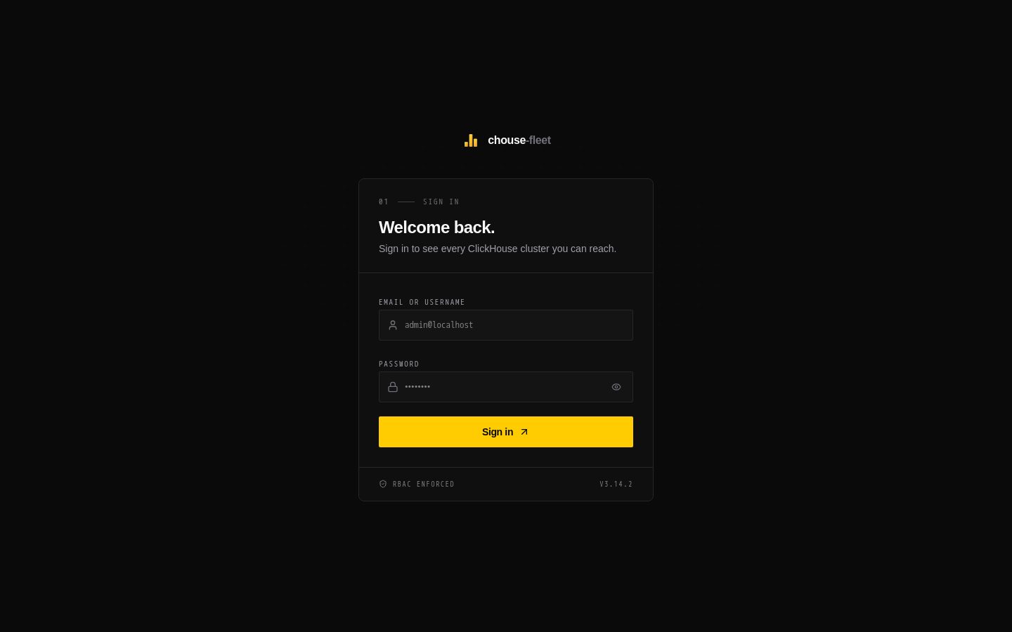 Sign-in page in CHouse UI